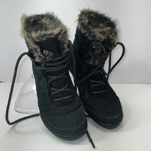 Columbia Waterproof Winter Boots Faux Fur Trim Quilted Black Women's‎ Size